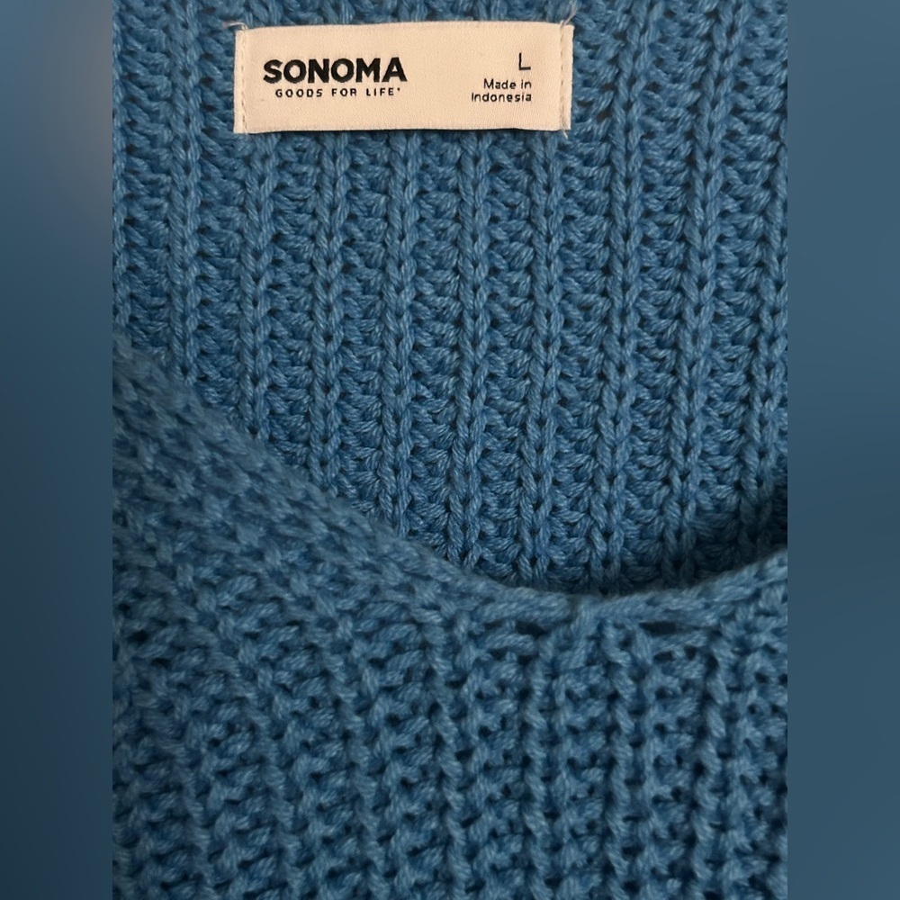 NWT Sonoma Vibrant Blue V-Neck Sweater Sz L​​​ - Picture 5 of 16